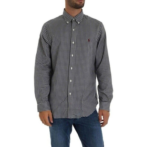 Vintage Ralph Lauren Blue Plaid Cotton Button Up Large - Picture 1 of 7